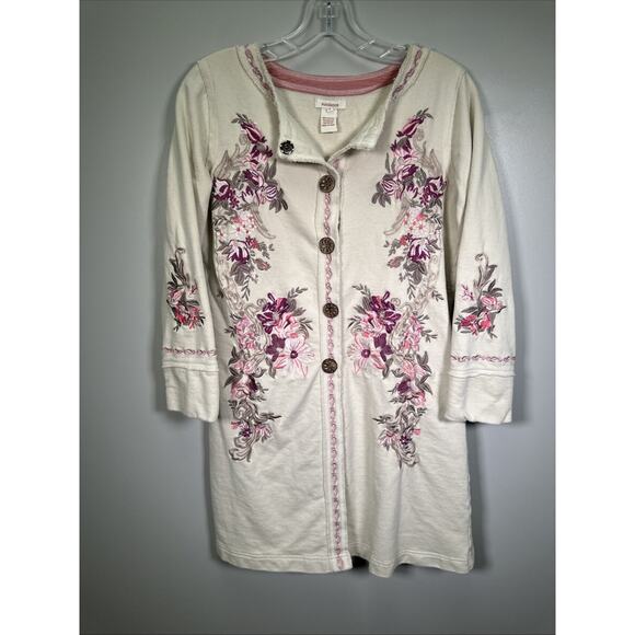SUNDANCE Artist's Notebook Coat Womens S Floral Embroidered‎ Long Grandma Core - Picture 1 of 9